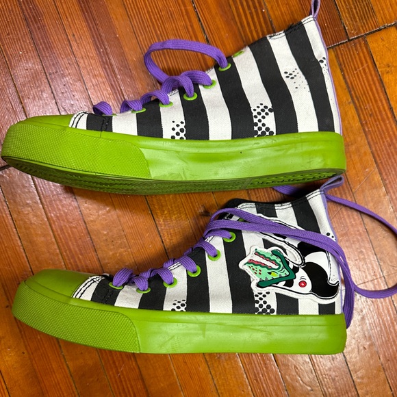 BEETLEJUICE sneakers shoes black and white sandworm striped stripe Tim Burton - Picture 13 of 16